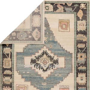 Brown Beige Turkish Vintage Rug 6x9 8x10 9x12 10x14 ft Modern Turkish Oushak Hand Knotted Large Area Rug Home Decor Rug
