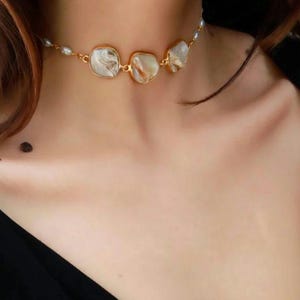 SAVAN Handmade Baroque Pearl Choker Necklace with Gold Polished Finish – Lightweight Statement Jewelry for Daily to Occasion Wear