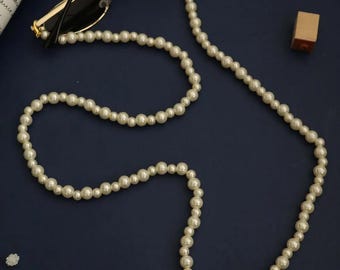 Handmade Elegant White Pearl Sunglasses Chain – Long Versatile Pearl Eyewear Strap, Specs String & Mask Holder for Women