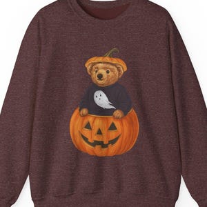 Halloween Bear Sweatshirt: Jack O&#39;Lantern Design, Unisex Crewneck