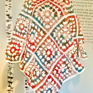 Autumn Fireworks beautiful hand crocheted granny square poncho