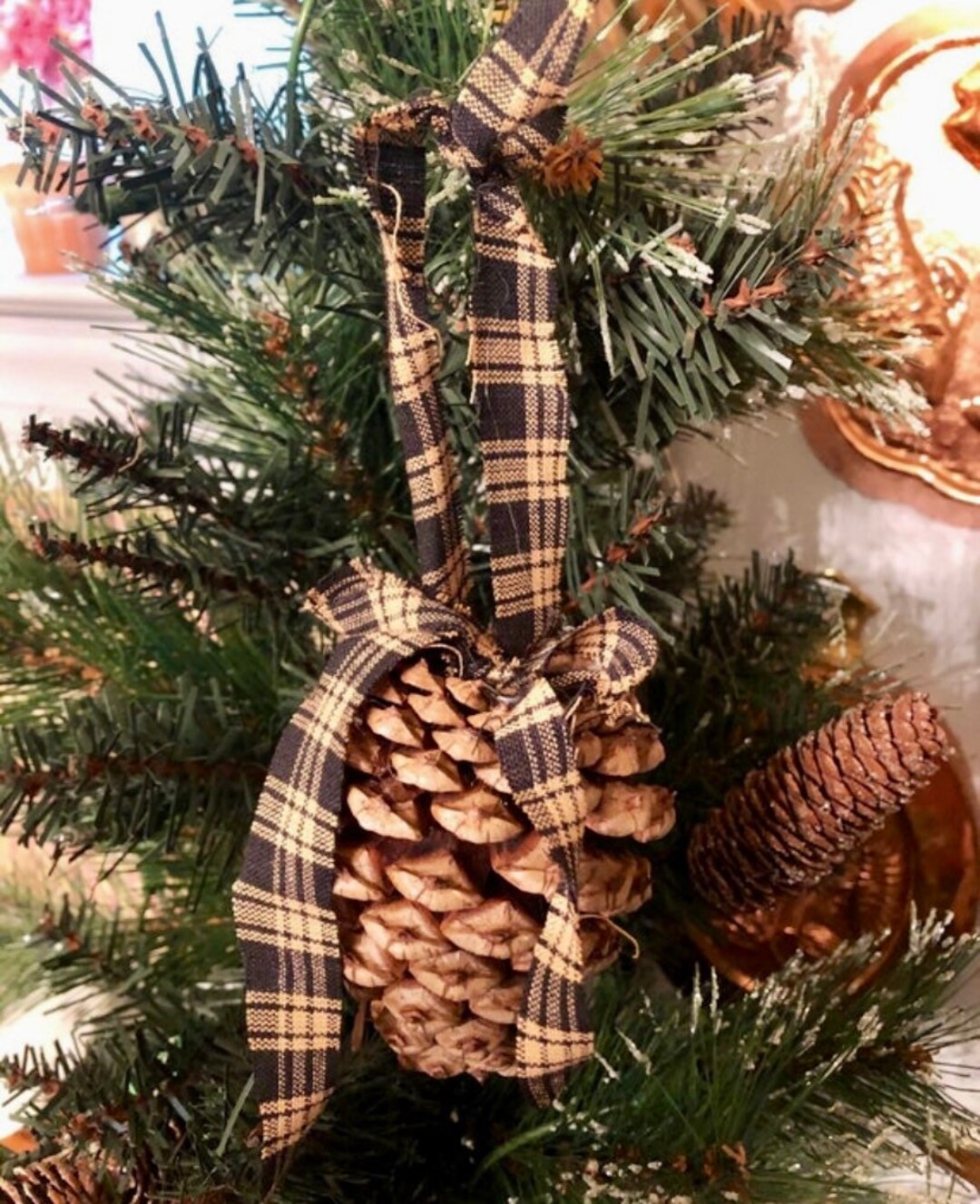 Primitivo ornamento natural de piña - Etsy España