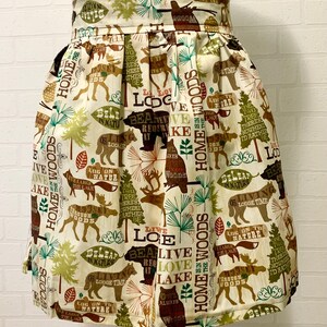 Live Love and Lodge bear fox wolf moose and other forest animals handmade apron
