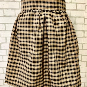 Primitive taupe and black gingham handmade apron