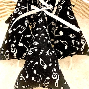 Black and white music note Christmas tree  hand sewn ornament (sold individually)
