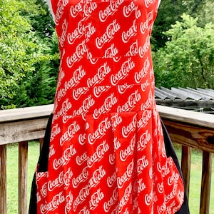 Coca cola red white and black  bib-top handmade apron