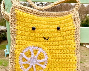 Handmade Adorable kawaii Pop Pop Pastry Tart crocheted tote Lemon Love