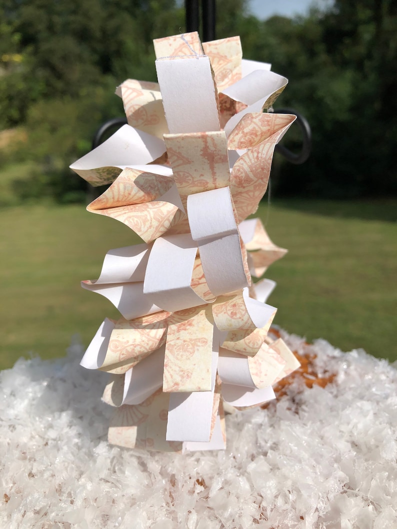 Beige and white paper christmas snowflake ornament