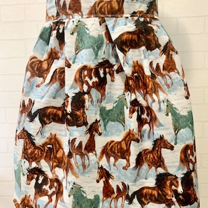 Horses running free  handmade apron