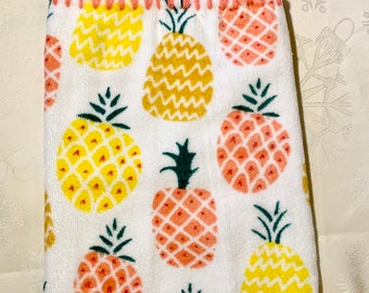 Pineapple trio kitchen crocheted topped hanging dish towel