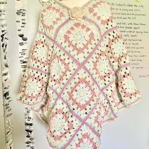 Carousel beautiful hand crocheted granny square poncho
