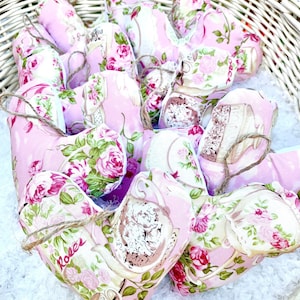 Scrappy Hearts Victorian Roses and Tea  heart christmas ornaments (set of 13)