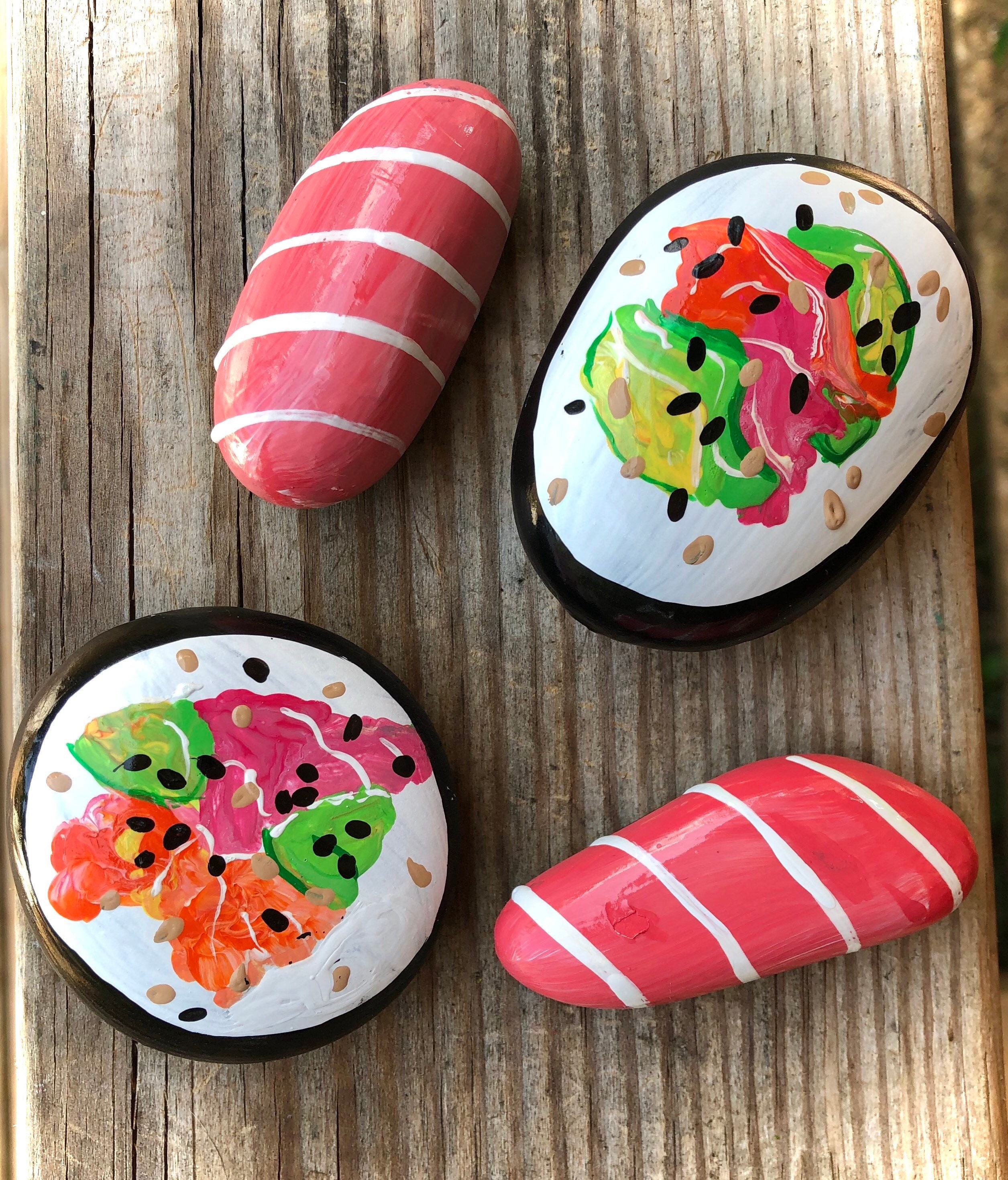 aaa　ROCKS! SUSHI コースター Sushi Rocks Set of Four Hand Painted Rocks - Etsy
