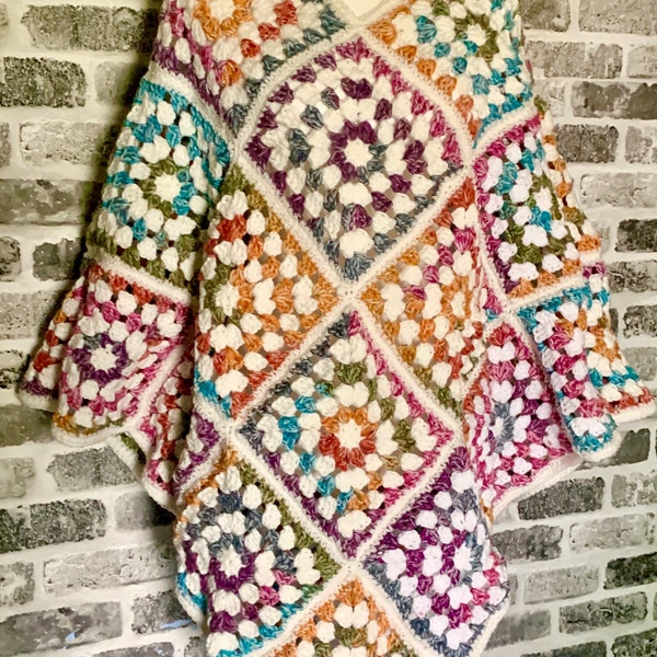 Granny Square Poncho Etsy