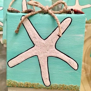 Little starfish mini canvas beach themed art painting on canvas