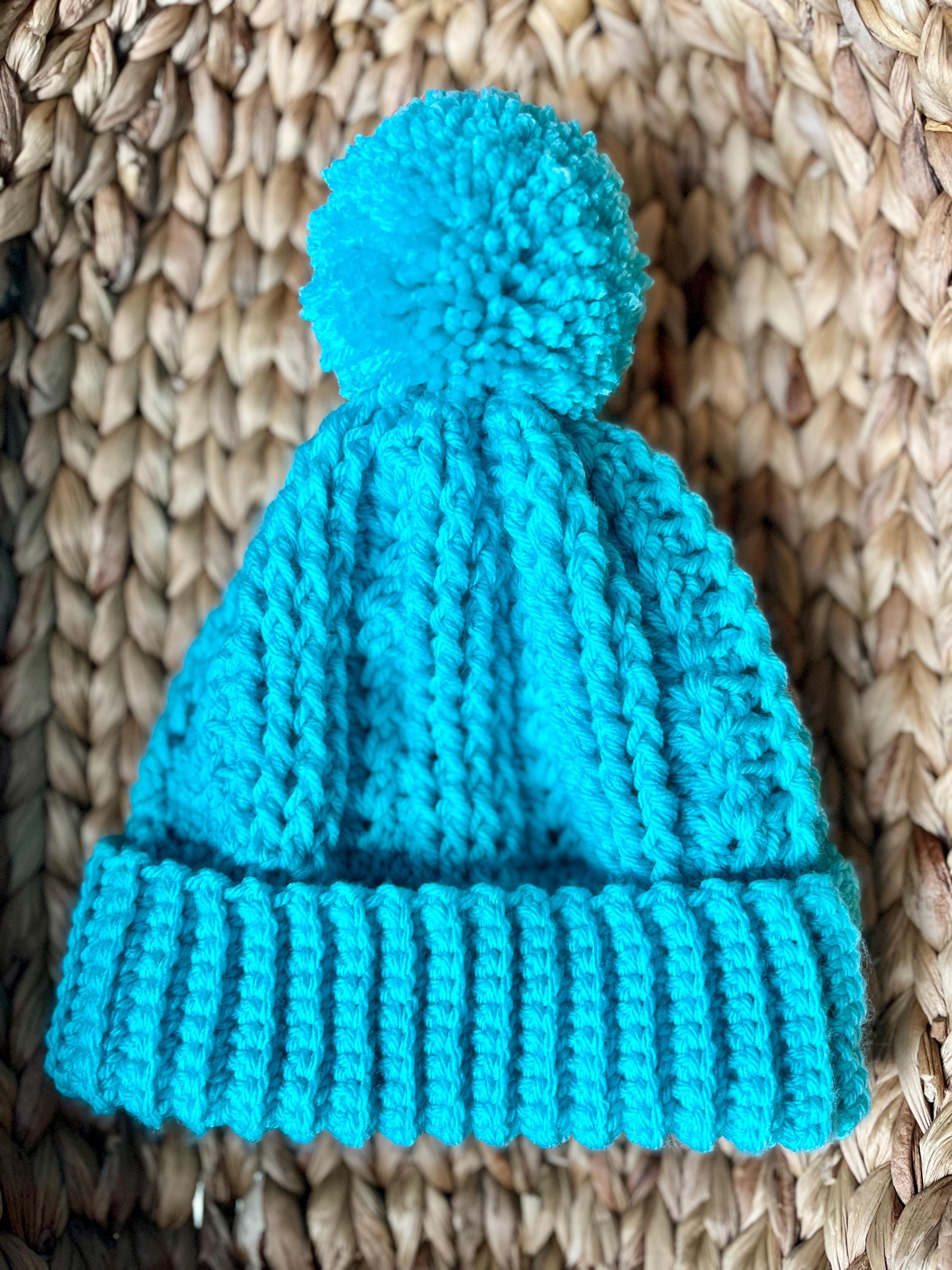 Free People Cozy Up Color Block Chunky Knit Pom Beanie Turquoise Blue CCBH0COB.jpg?v=1767189557 main image 4