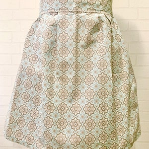 Ice blue decorative fancy pattern handmade apron