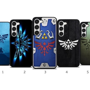 May include: Five phone cases with various designs. The cases feature artwork inspired by a popular video game. Designs include a blue silhouette, a shattered glass effect, a shield, a wood grain pattern, and a faded green design.