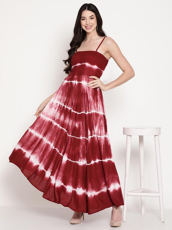 open lace back dress RELIGION Hidden Red Tie Dye Midi Dress main image 1