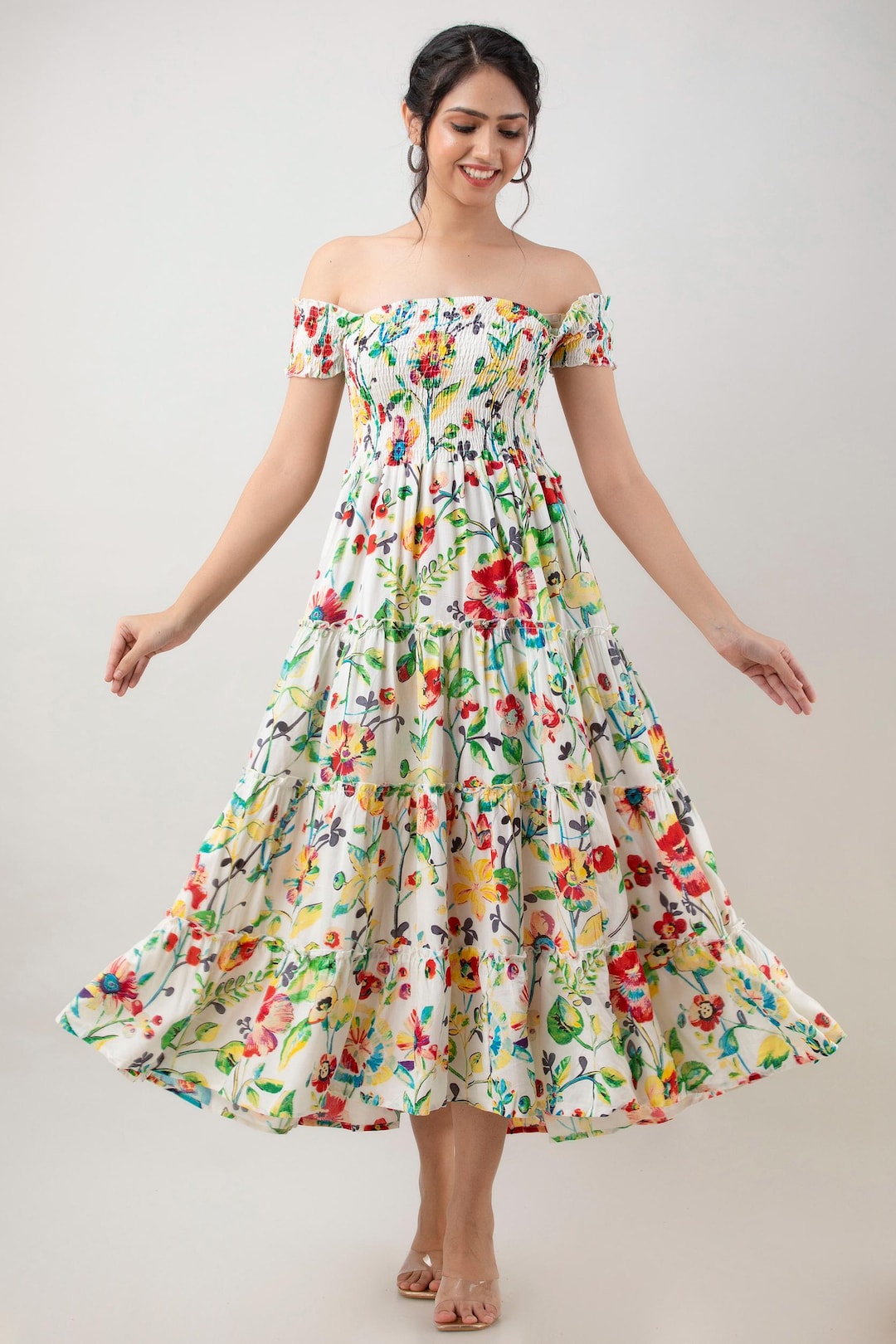 chinese dress ladies Seraphina Pink Floral Print Off The Shoulder Maxi Dress main image 0