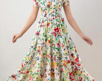 Floral Print Off-Shoulder Maxi Dress | Smocked Bodice Rayon