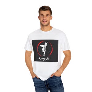 Kung Fu Unisex Garment-Dyed T-Shirt, Martial Arts Tee, Gym Wear, Gift for Fighters, Casual Streetwear, Anime and Sport Fashion