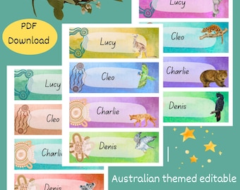 Bearbeitbare Studenten Namensschilder - Australische Themen