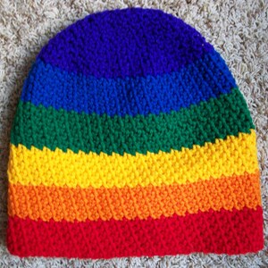 Rainbow Hat Slouchy Stocking Cap Crocheted Handmade Crocheted Free ...