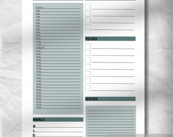 Minimalist Daily Planner Printable | Hourly Schedule, To-Do List, Priorities & Notes | Productivity Organizer PDF