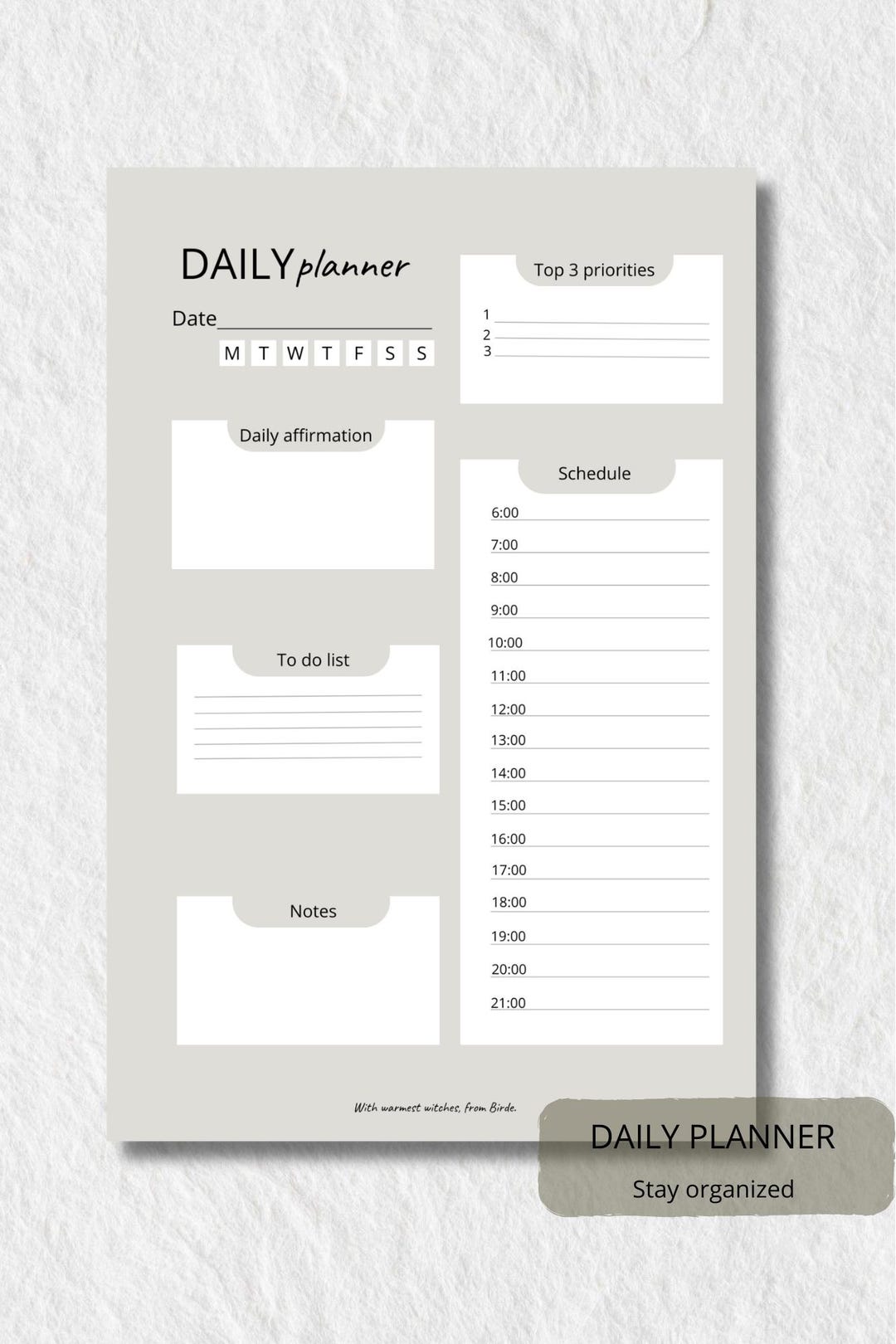 Minimalist Daily Planner | Printable Schedule Organizer | To-do List ...