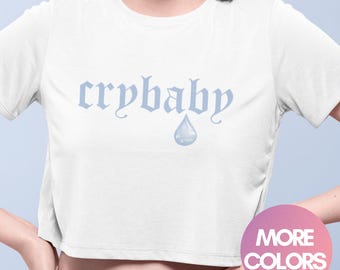 Top corto Crybaby Y2K - Lacrima, Gotico pastello, Top corto, Abbigliamento, Maglietta kawaii, Abbigliamento kawaii, Abbigliamento E girl, Inquietante e carino