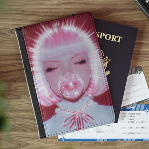 Anime Girl Passport Cover, Pink, Passport Holder, Travel Accessories, Passport Wallet, Cute, Travel Wallet, Passport Cover, Kawaii Passport