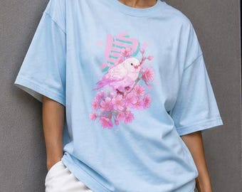 Chemise oiseau Sakura - Sakura, cerise, chemise oiseau, chemise fleur, chemise Kawaii, tee-shirt Kawaii, japonais, chemise mignonne, Harajuku, vêtements Kawaii