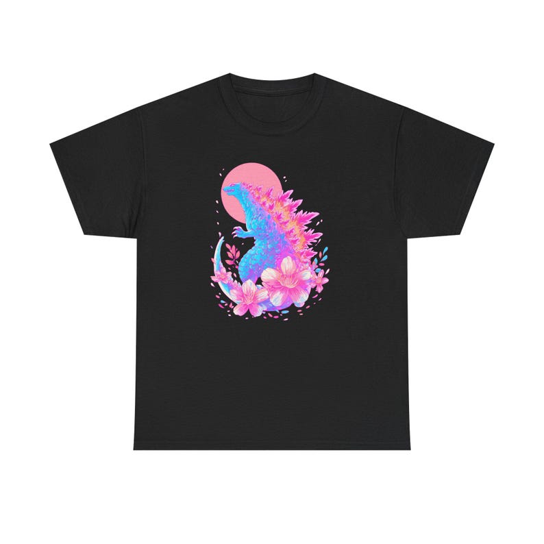 Chemise rose Godzilla, Godzilla, chemise Kawaii, Japonais, Vêtements Harajuku, Chemise monstre, Chemise rétro, Vaporwave, Sakura image 3
