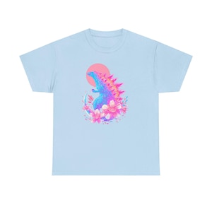 Chemise rose Godzilla, Godzilla, chemise Kawaii, Japonais, Vêtements Harajuku, Chemise monstre, Chemise rétro, Vaporwave, Sakura image 4