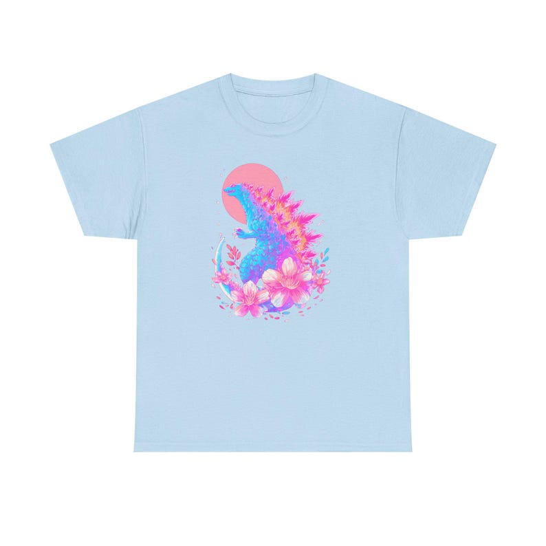 Chemise rose Godzilla, Godzilla, chemise Kawaii, Japonais, Vêtements Harajuku, Chemise monstre, Chemise rétro, Vaporwave, Sakura image 4