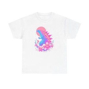 Chemise rose Godzilla, Godzilla, chemise Kawaii, Japonais, Vêtements Harajuku, Chemise monstre, Chemise rétro, Vaporwave, Sakura image 2