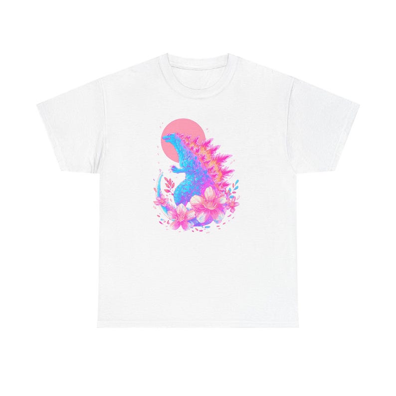 Chemise rose Godzilla, Godzilla, chemise Kawaii, Japonais, Vêtements Harajuku, Chemise monstre, Chemise rétro, Vaporwave, Sakura image 2