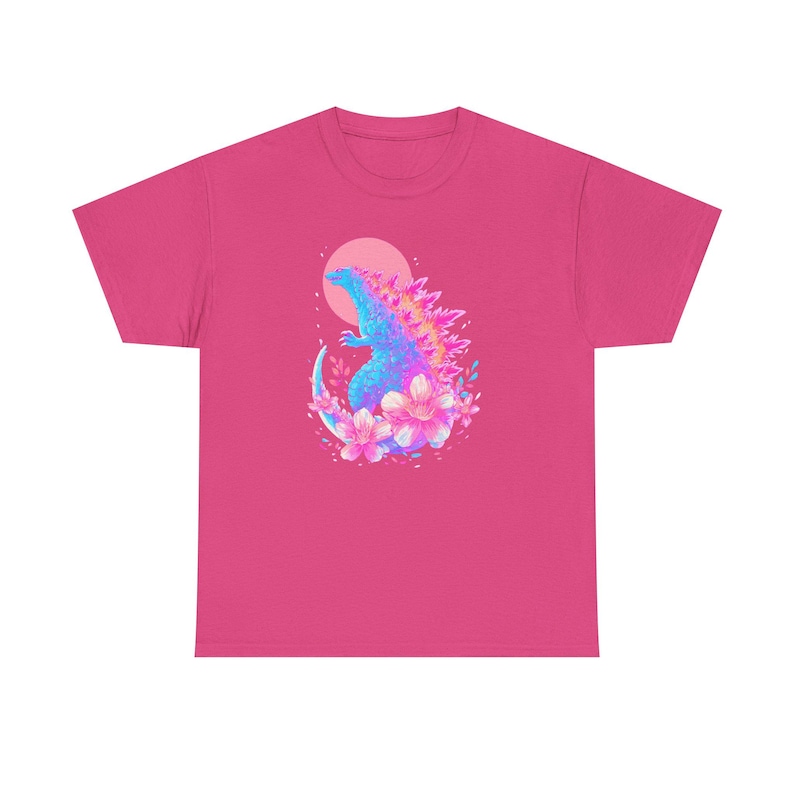 Chemise rose Godzilla, Godzilla, chemise Kawaii, Japonais, Vêtements Harajuku, Chemise monstre, Chemise rétro, Vaporwave, Sakura image 7