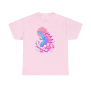 Chemise rose Godzilla, Godzilla, chemise Kawaii, Japonais, Vêtements Harajuku, Chemise monstre, Chemise rétro, Vaporwave, Sakura image 6