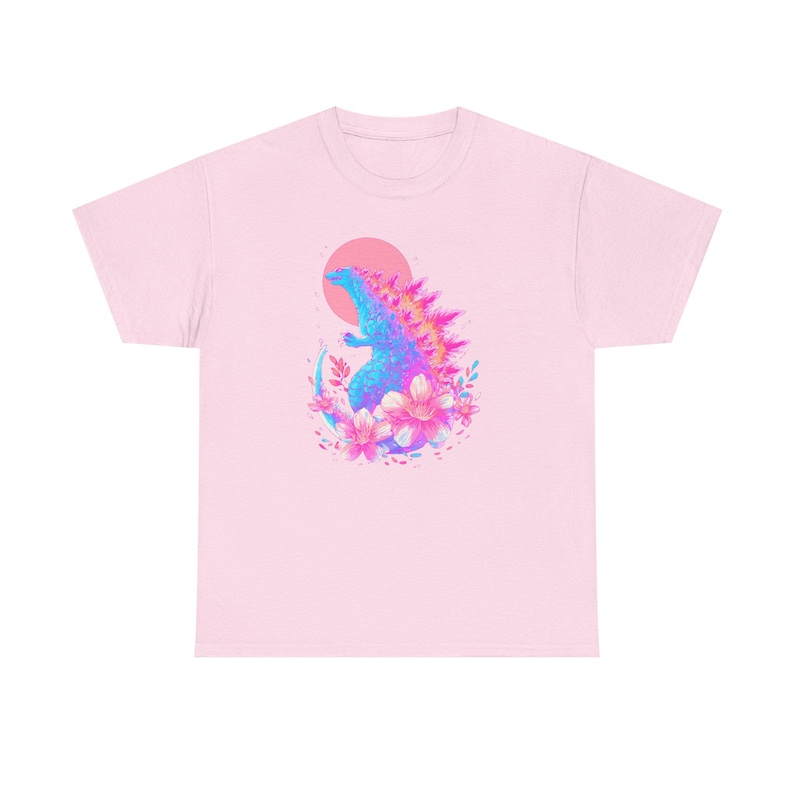 Chemise rose Godzilla, Godzilla, chemise Kawaii, Japonais, Vêtements Harajuku, Chemise monstre, Chemise rétro, Vaporwave, Sakura image 6