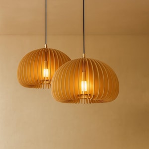 Holzpendelleuchte - Deckenlampe im japanischen Stil