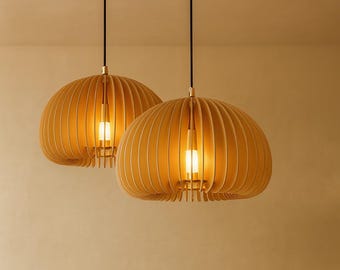 Wooden Pendant Light – Japanese Style Ceiling Lamp