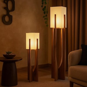 Japandi Wooden Floor Lamp: Minimalist Standing Light with Rectangular Shade