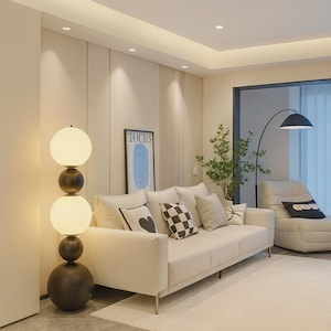 Modern Globe Floor Lamp: Iron Art LED Standing Lamp - Black or Red