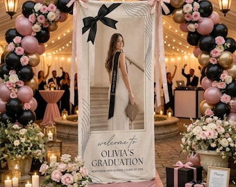 Tapiz de lino personalizado, pancarta fotográfica de graduación, letrero con nombre personalizado, decoración para fondo de fiesta.