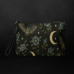 Nocturne Flight Corpse & Color Crossbody Bag – Gothic Faux Leather Purse – Dark Floral Shoulder Bag