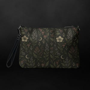 Cursed Florals Corpse & Color Crossbody Bag – Gothic Faux Leather Purse – Dark Floral Skull Shoulder Bag