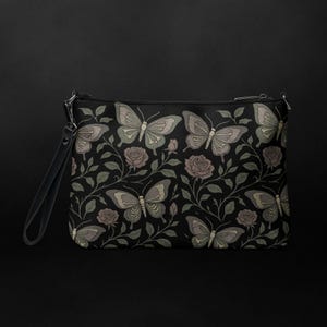 Flora Mortis Corpse & Color Crossbody Bag – Gothic Faux Leather Purse – Dark Floral Shoulder Bag