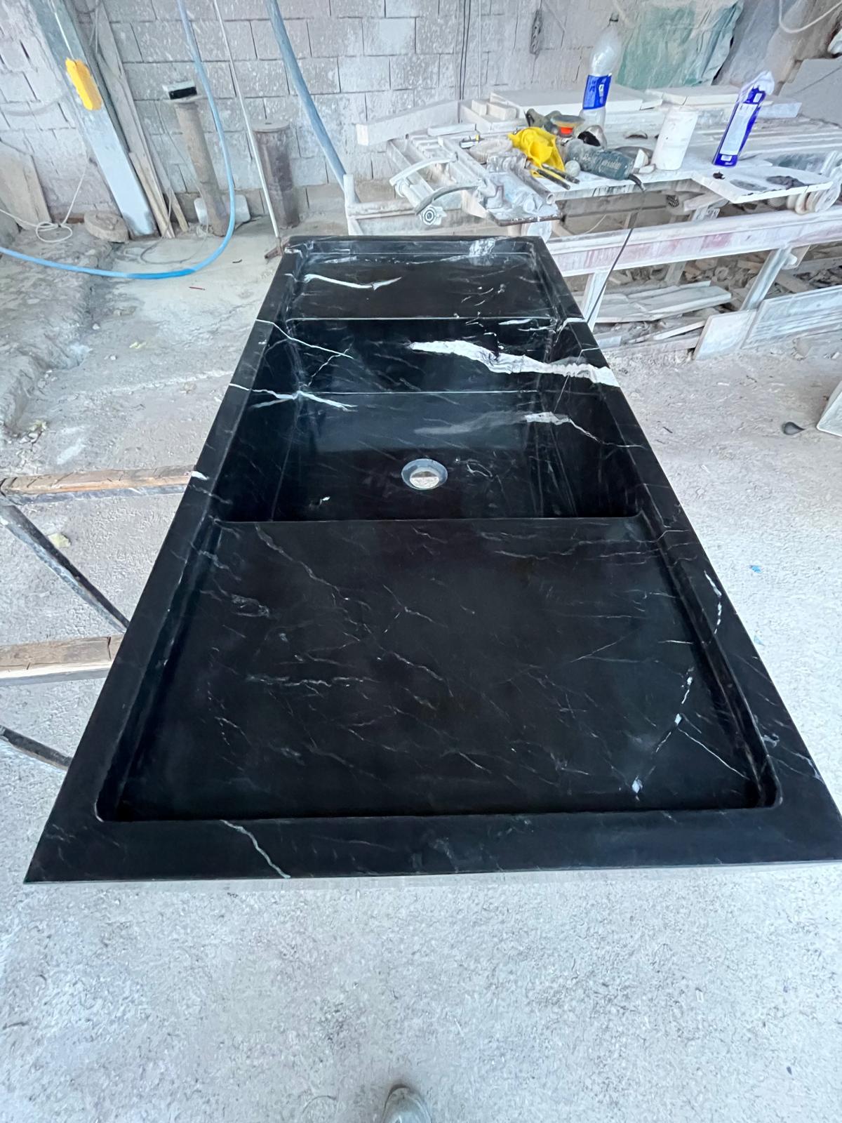 Handmade Nero Marquina Black Marble Sink | Custom Bathroom Vanity 3